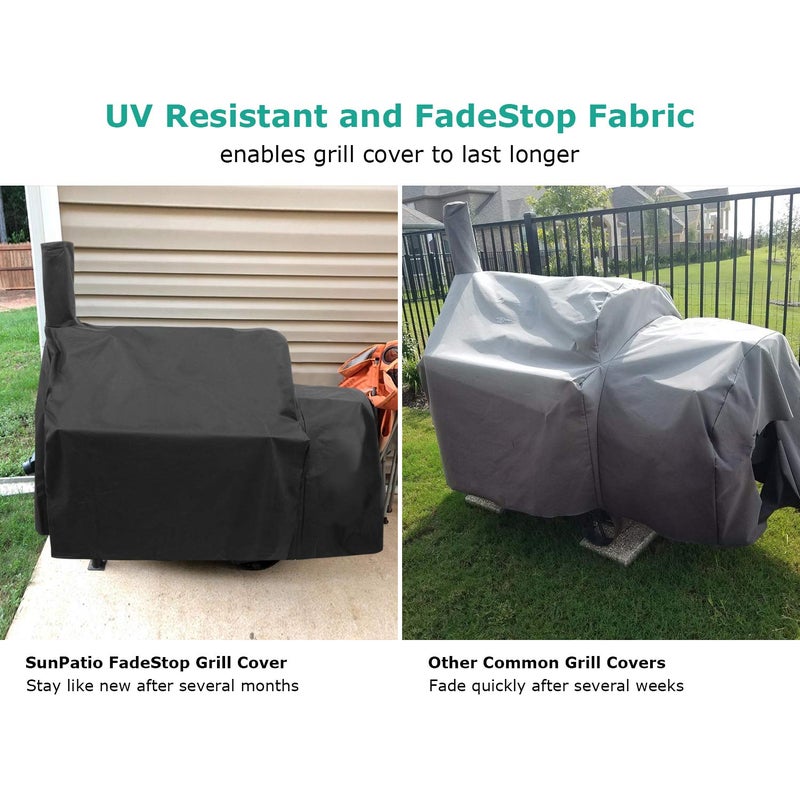 SunPatio Offset Smoker Cover, Outdoor Heavy Duty Waterproof Grill Cover Compatible for CharBroil Oklahma Joe's Highland and Horizon Grills, Charcoal BBQ Smoker Protector, All Weather Protection - Image 5